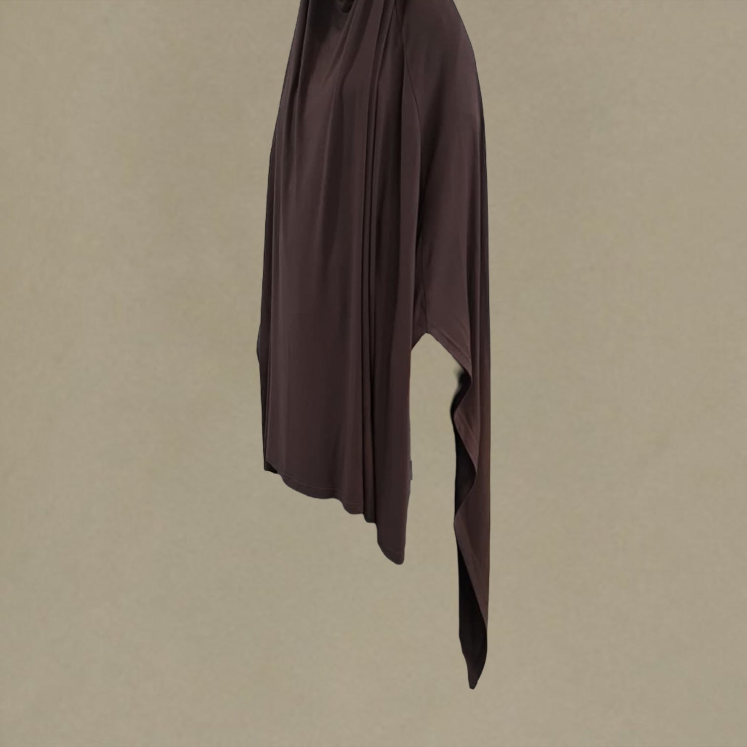 Square Jersey Khimar - Dark Brown