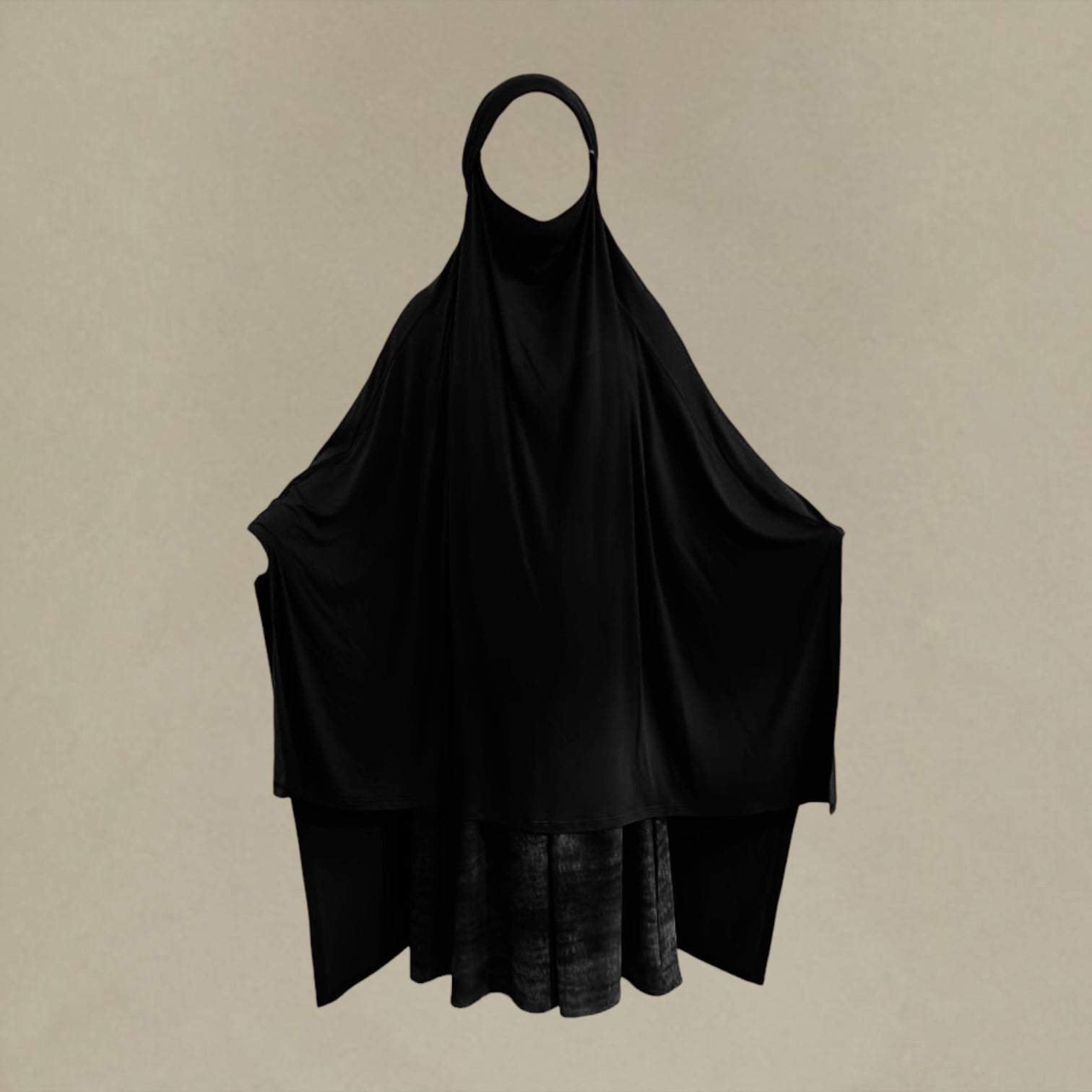 Square Jersey Khimar - Black
